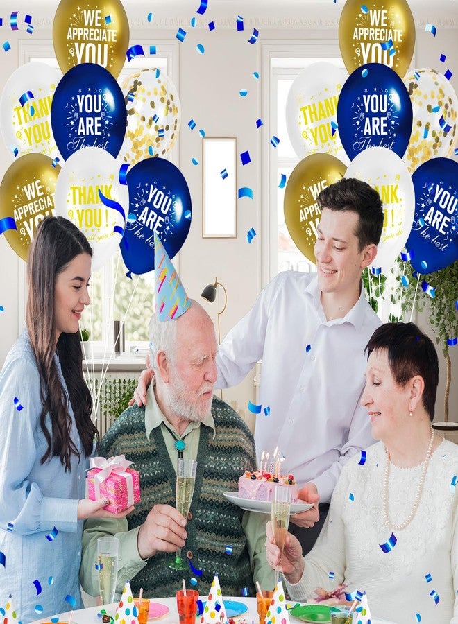 Yoirrat Thank You Balloons We Appreciate You Decorations Blue and Gold Employee Appreciation Balloons Decorations Employee Staff Appreciation Gifts Thank You for All You Do Balloons for Staff Teacher Nurse - Image 3